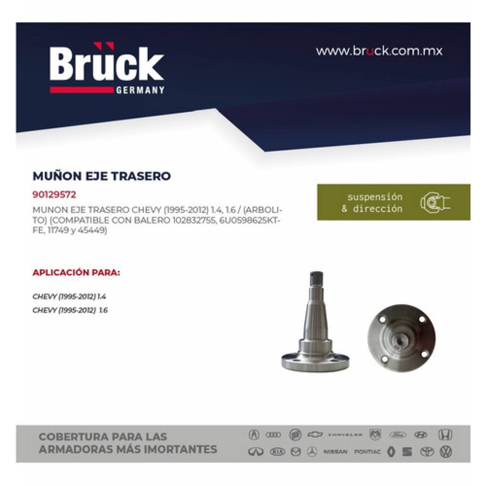 Muñon Eje Trasero Chevrolet Chevy 94-12 1.4 Y 1.6 Lts , *arbolito* Bruck Germany