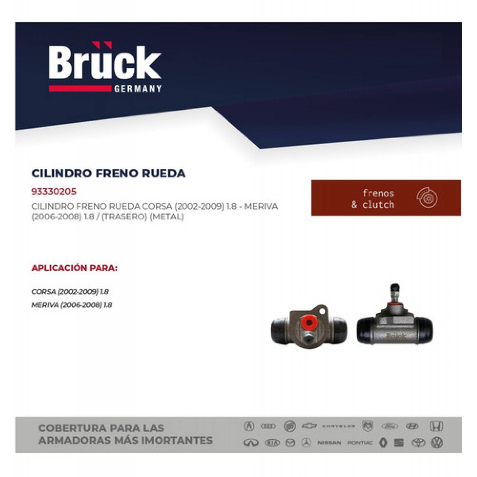 Cilindro Rueda Trasera Chevrolet Corsa 2003-2008 1.8 Lts, De Metal