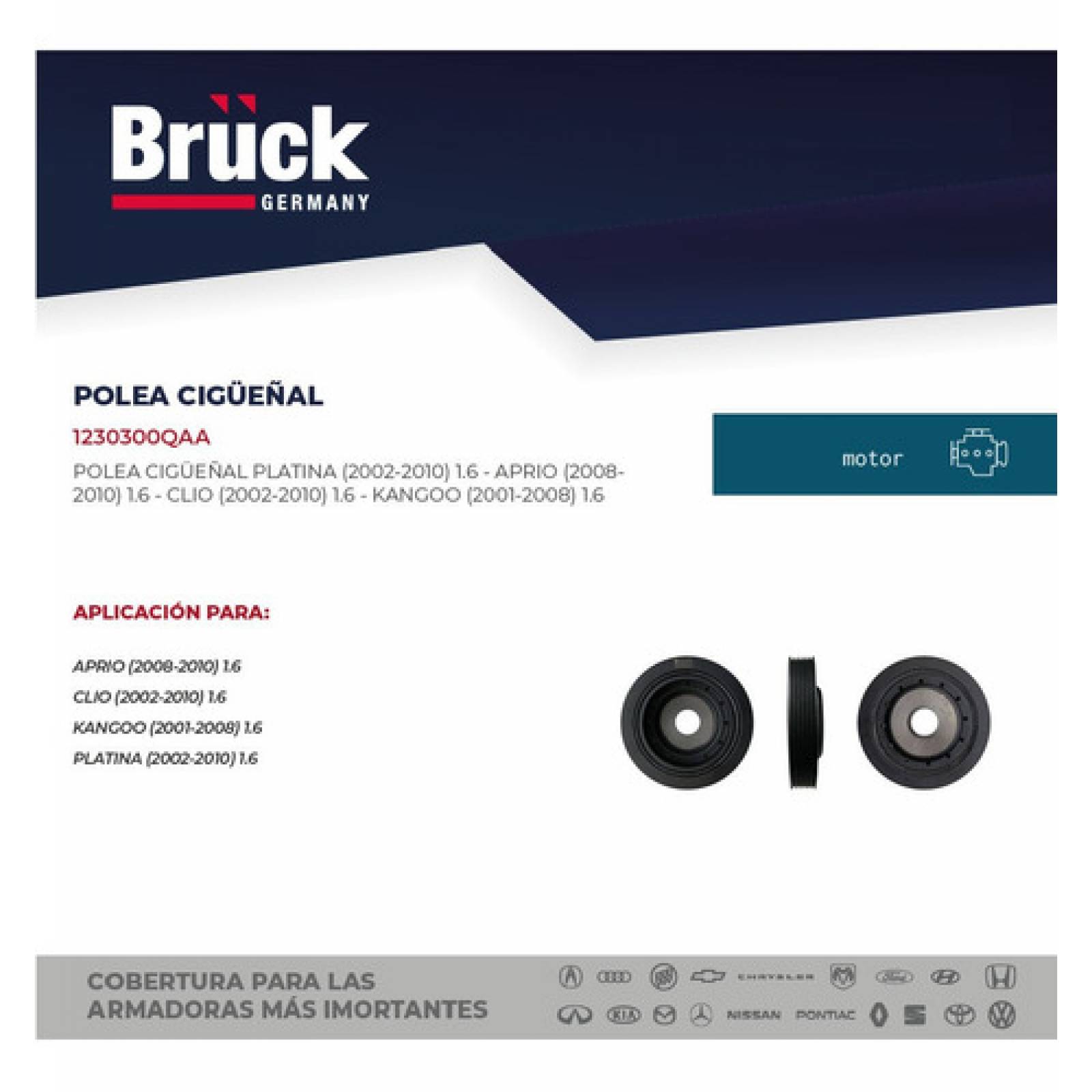 Polea Cigueñal Platina Aprio Clio 02 03 04 05 06 07 08 09 10