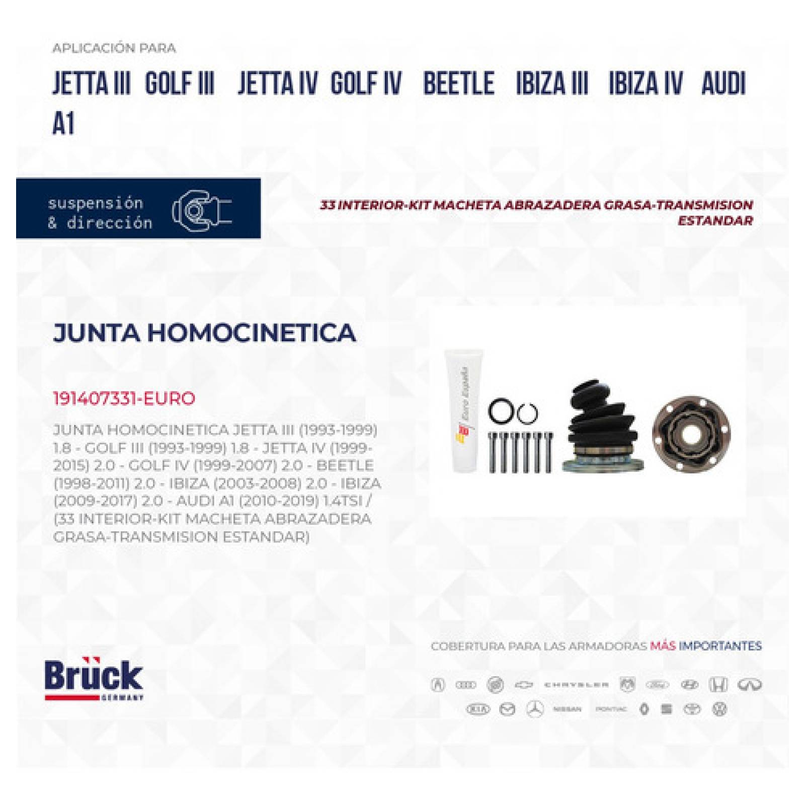 Balero Homocinetico Golf - Jetta A3 93-99, 100 Mm, Con Macheta, Lado Caja, Euroespaña