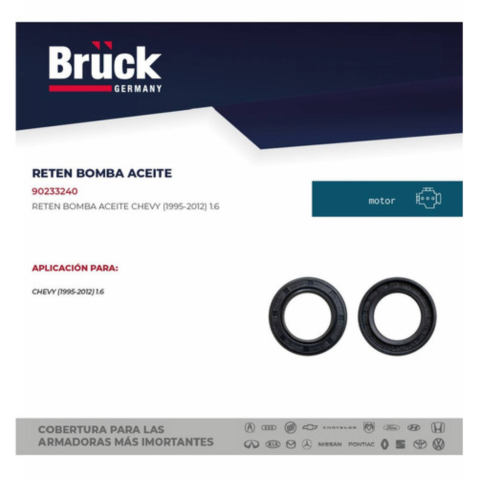 Reten Bomba De Aceite Chevrolet Chevy 94-12 1.4 Y 1.6 Lts, Corsa Meriva Tornado 03-09 1.8 Lts,  Bruck Germany