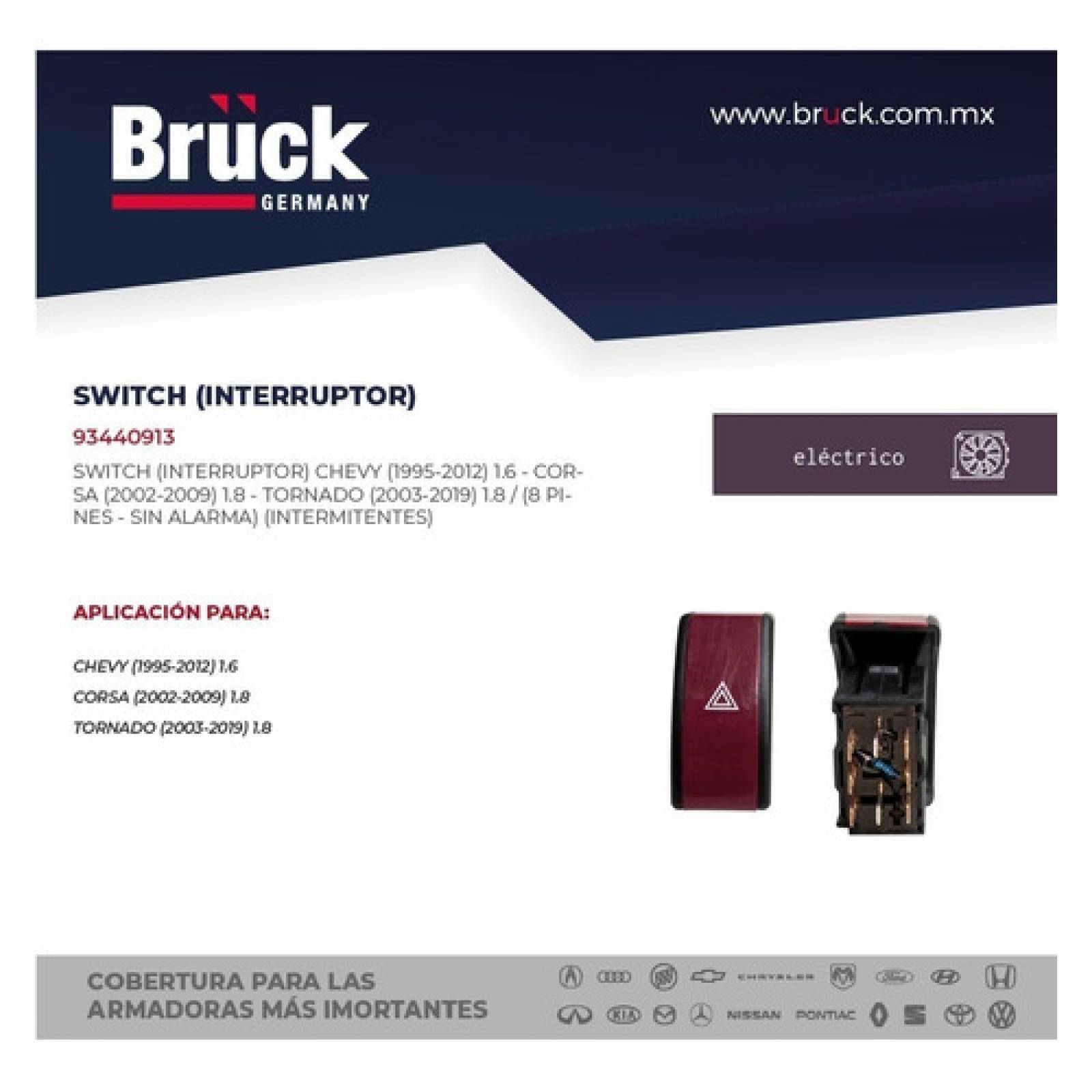 Switch Boton Intermitentes Chevy Corsa Tornado 8 Pines