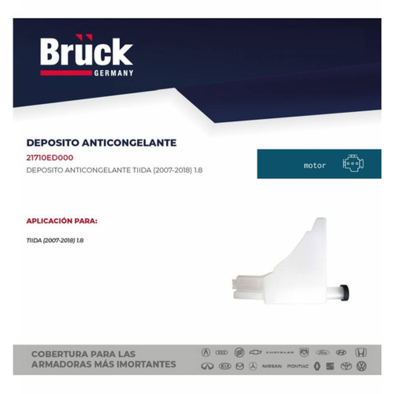 Deposito Anticongelante Nissan Tiida 2008-2017 1.8 Lts, Bruck Germany