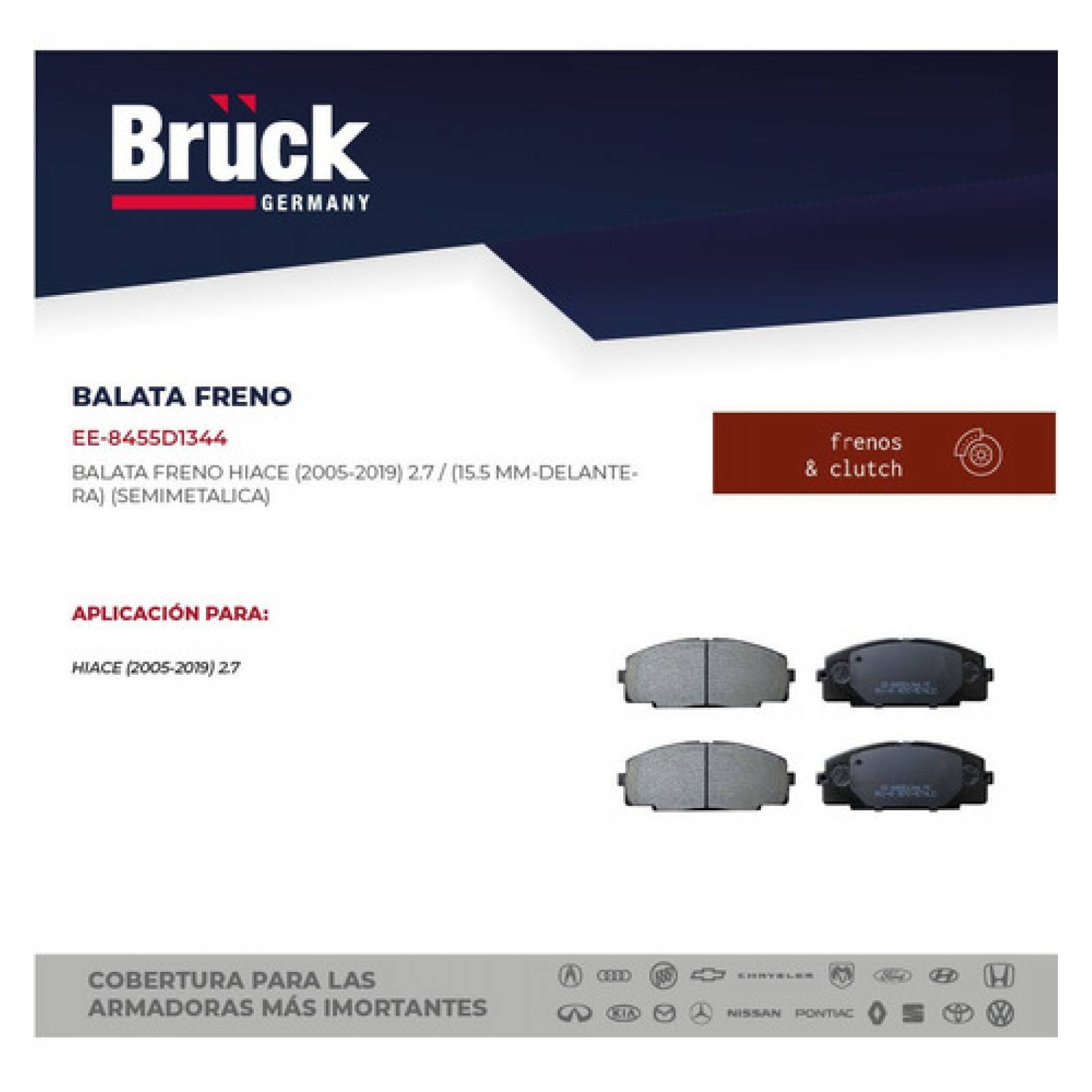 Balatas Toyota Hiace 2007 2.7 Delanteras Ceramica Euroespaña