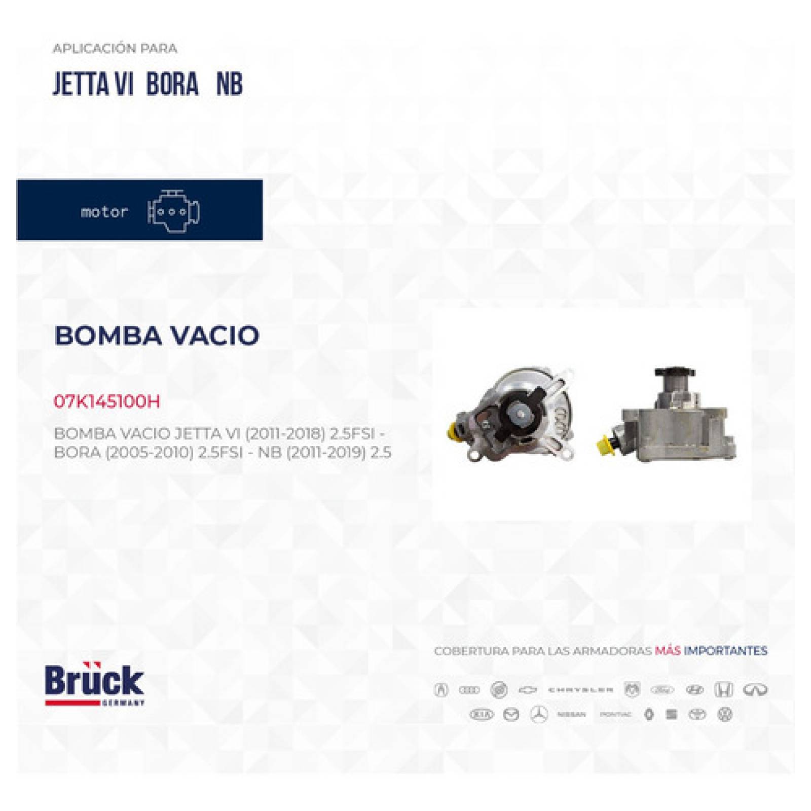 Bomba Vacio Freno Jetta A6 05-17 Bora 06-10, Beetle 2.5 Lts