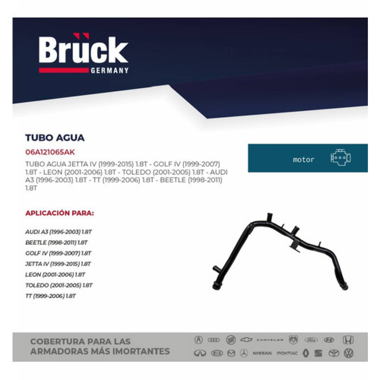 Tubo De Agua Jetta Golf A4 1.8 Turbo Bruck 06a121065ak