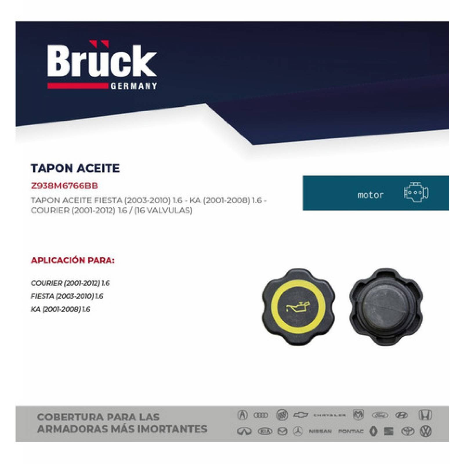 Tapón Aceite Ford Fiesta, Ka , Courier 00-07 1.6 Lts 16 Val