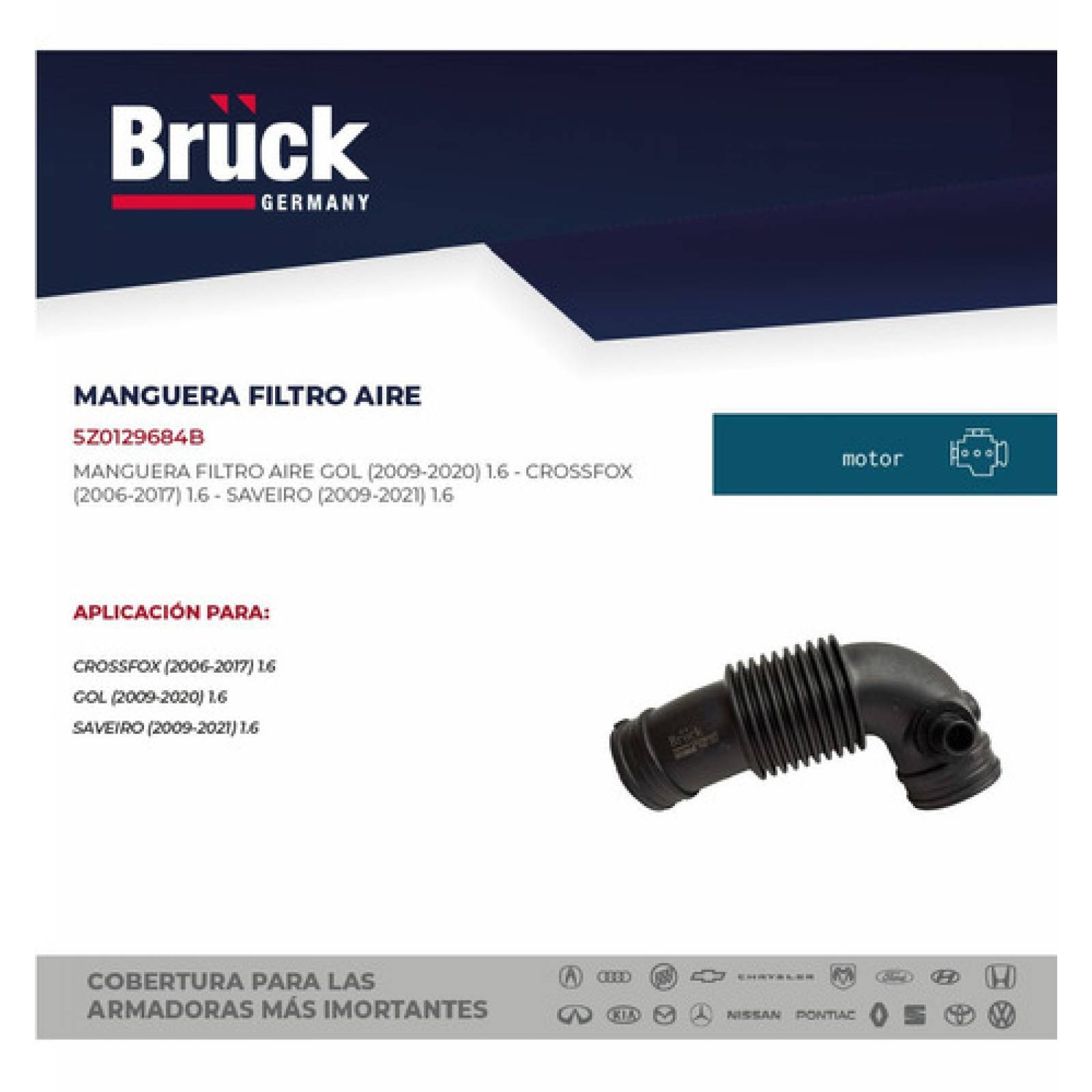 Manguera Filtro Aire Vw Gol Crossfox 2009 - 2013 1.6 Lts 