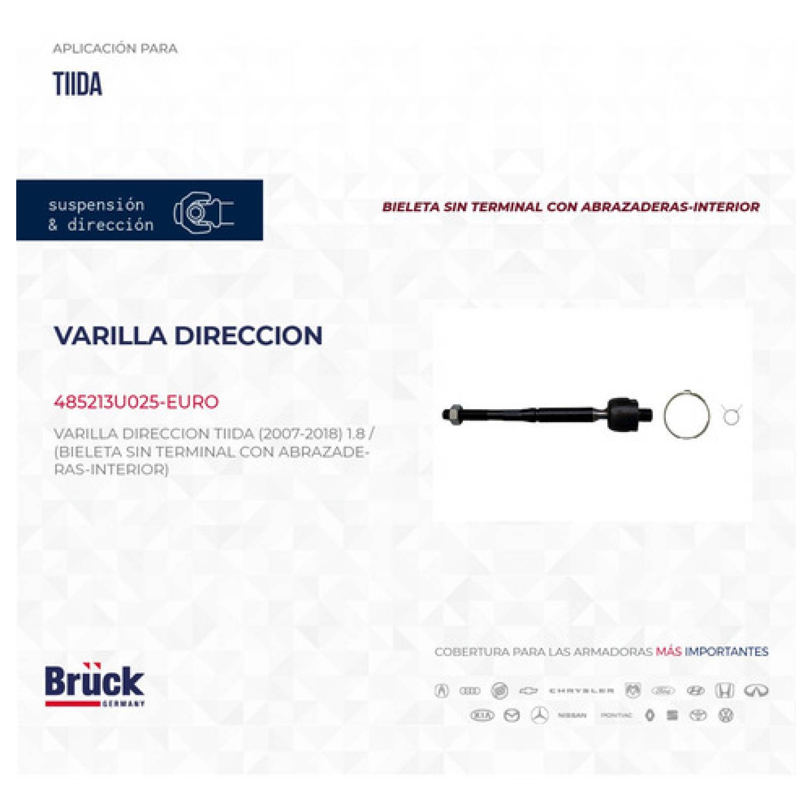 Bieleta Varilla Direccion Nissan Tiida 2006-2012 Con Abrazaderas Sin Terminal Euroespaña 