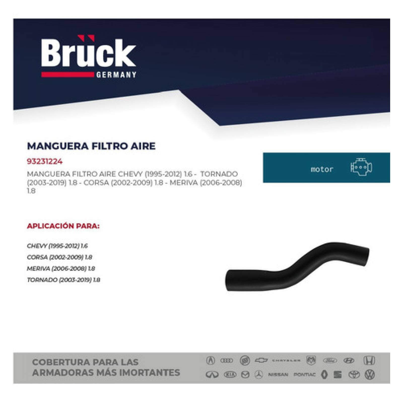 Manguera Filtro Aire Chevy 94-12 Corsa Meriva Tornado 03-09