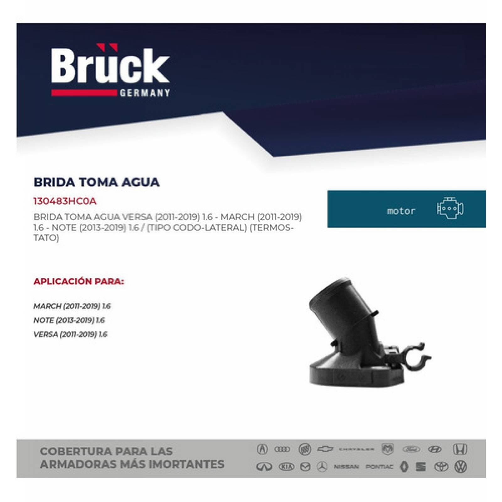 Toma Agua Termostato Versa March 11-18 1.6 Tipo Codo Lateral