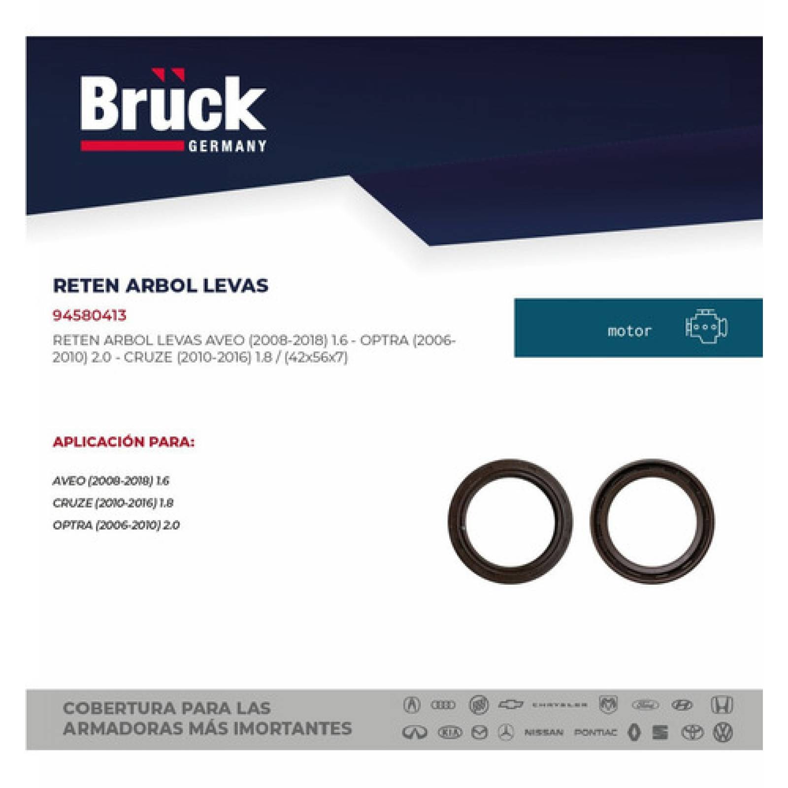 Reten Árbol Levas Chevrolet Aveo 09-18 1.6 L Med 42 X 56 X 7