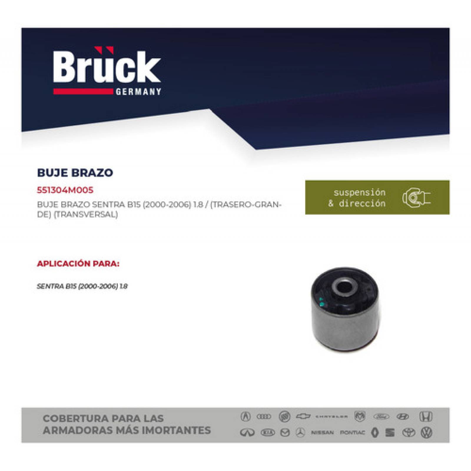 Buje Brazo Transversal Sentra B15 01-06 1.8 Trasero Grande