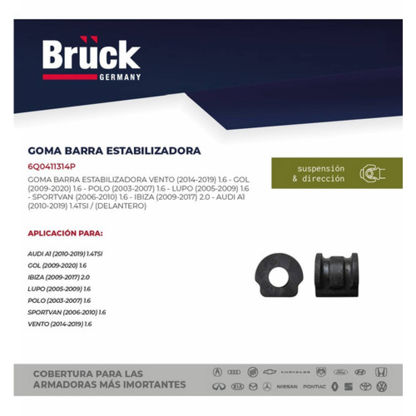 Goma Barra Estabilizadora Vento - Polo 13-16 1.6 Lts Bruck 