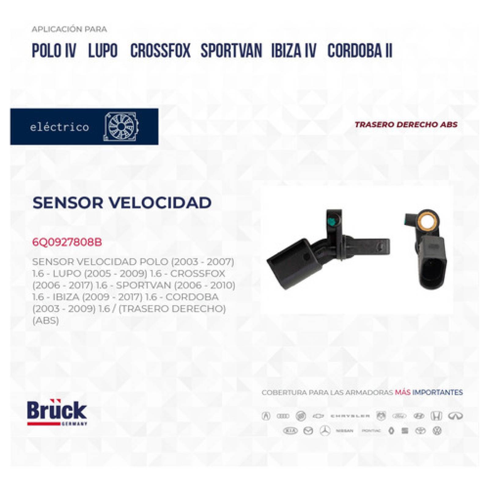 Sensor Velocidad Polo 03 - 12 Lupo Ibiza Tras Derecho Abs