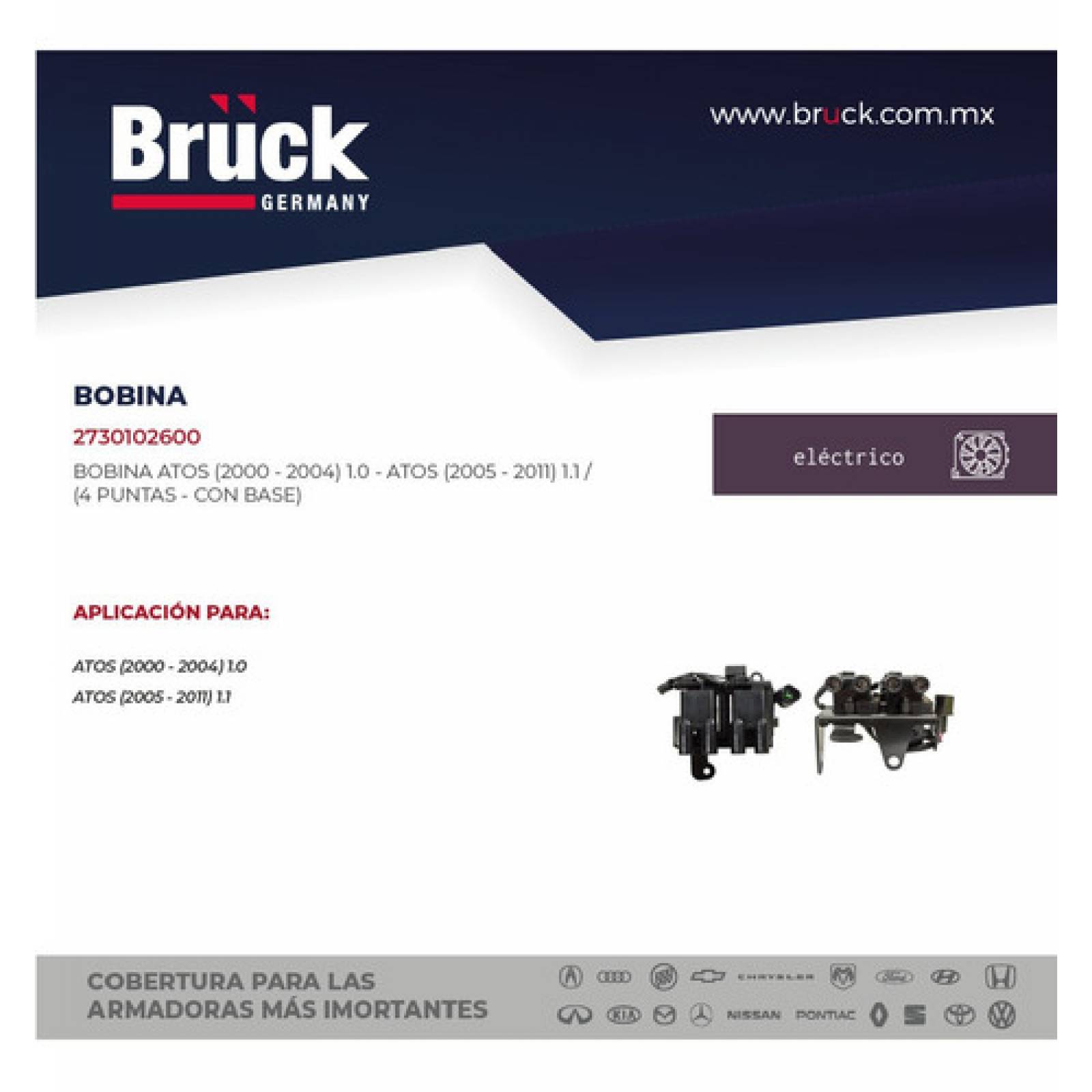 Bobina Encendido Atos Todos Los Modelos 1.0 Y 1.1 Lts Bruck