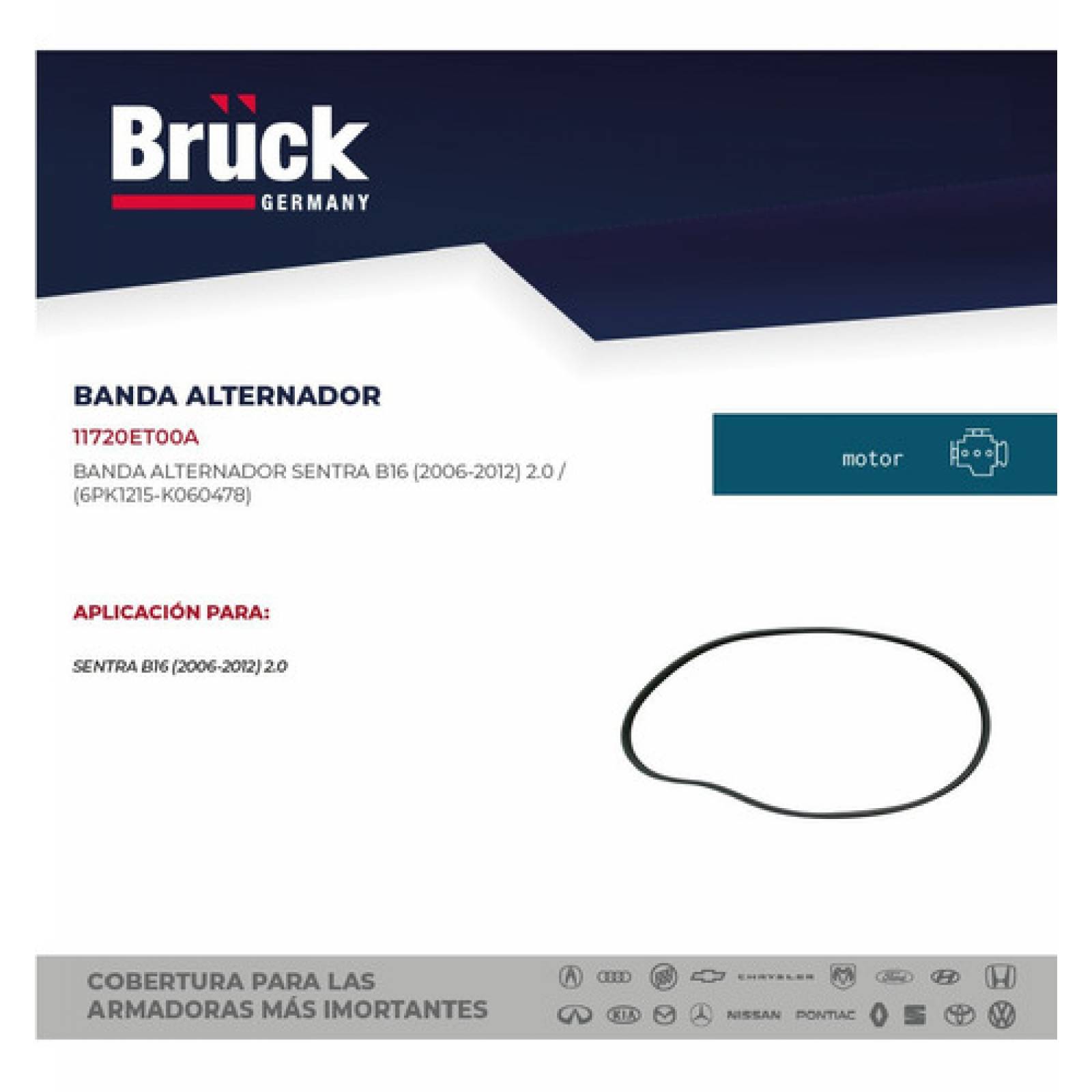 Banda Alternador Nissan Sentra B16 2006-2010 2.0 Lts Bruck