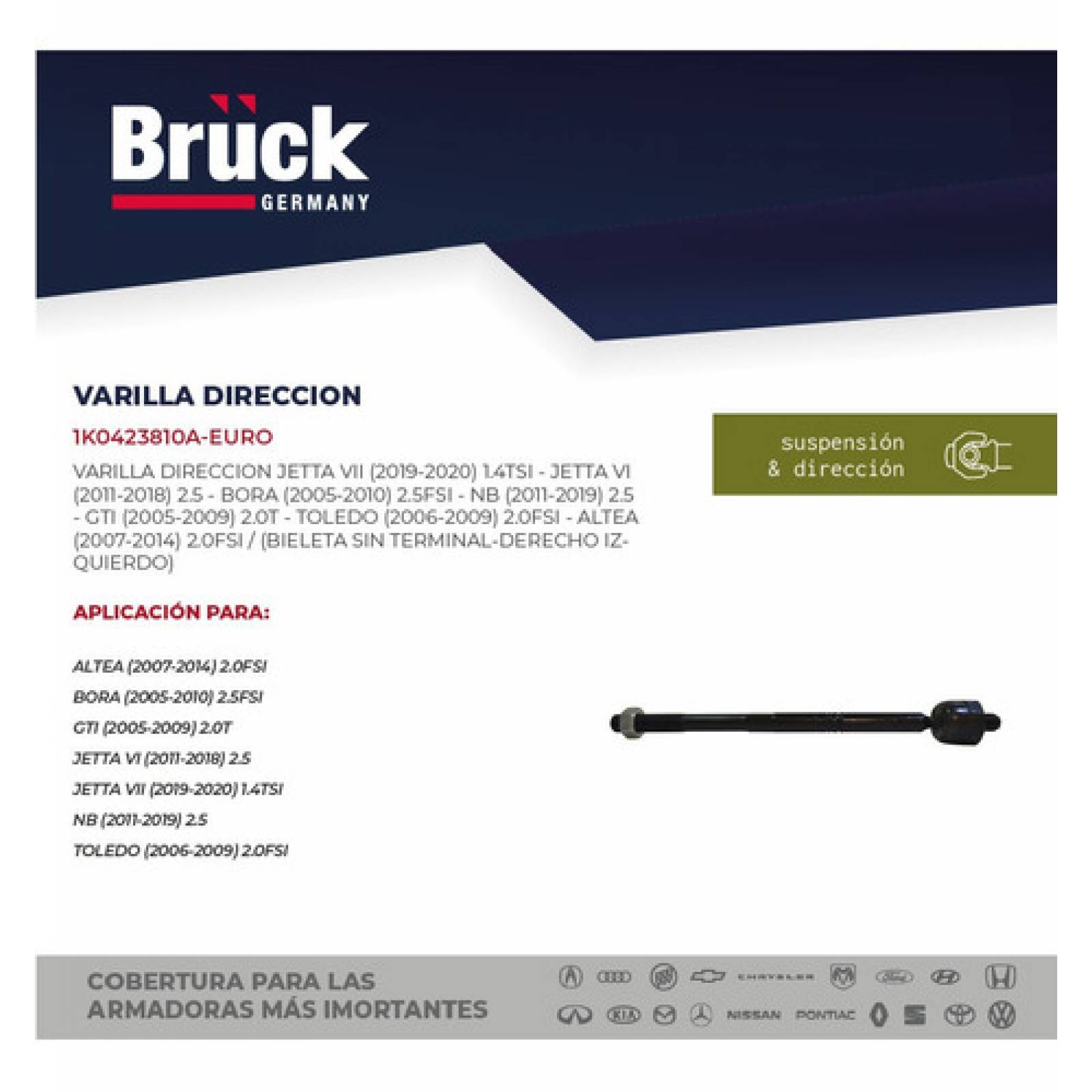 Bieleta Varilla Direccion Jetta A6 2011-2018, Bora, New Beetle 12-16, Golf A7 Passat 05-14,tiguan 09-16, Leon 06-16, Eu 