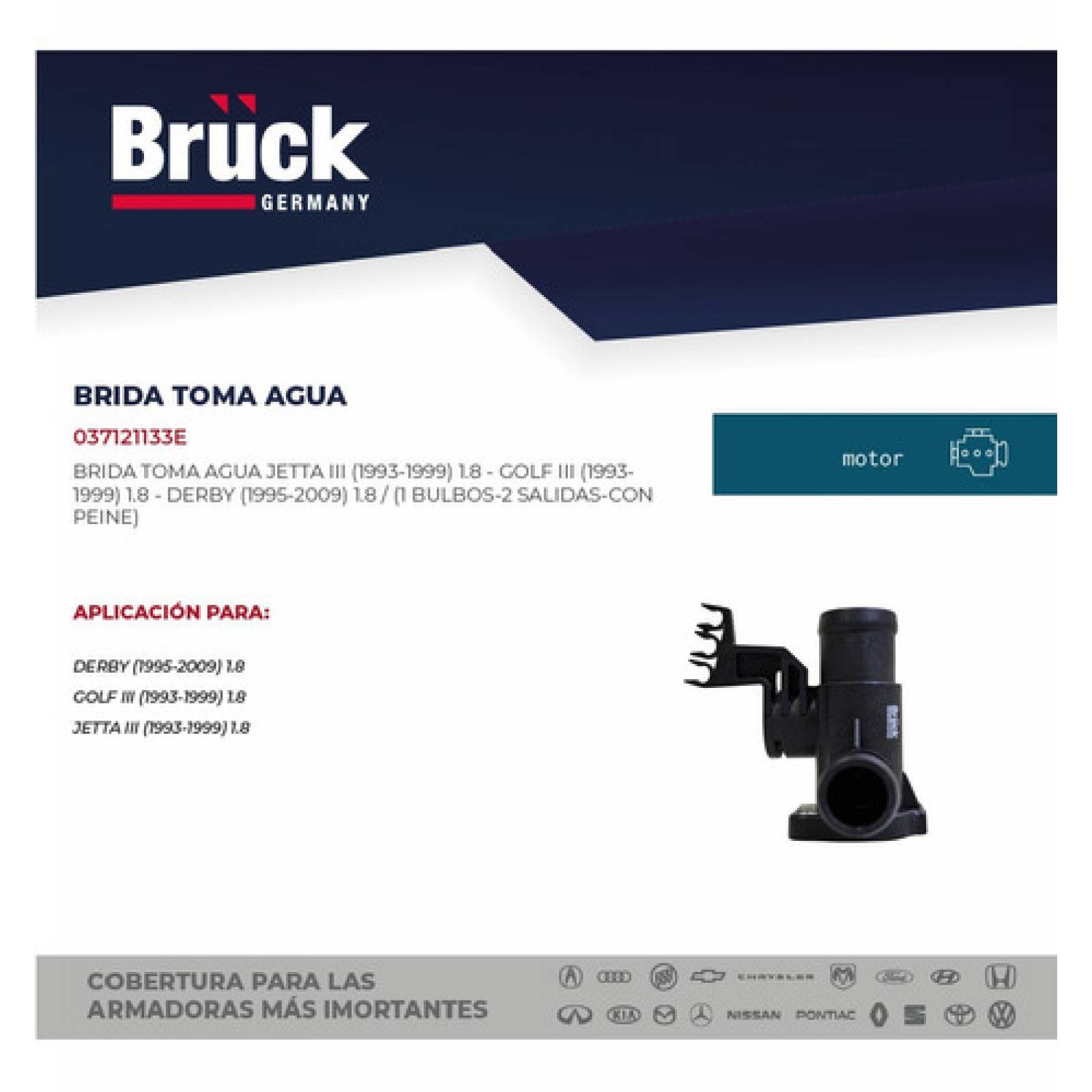 Brida Toma Agua Jetta Golf A3 93 94 95 96 97 98 99 C/ Peine