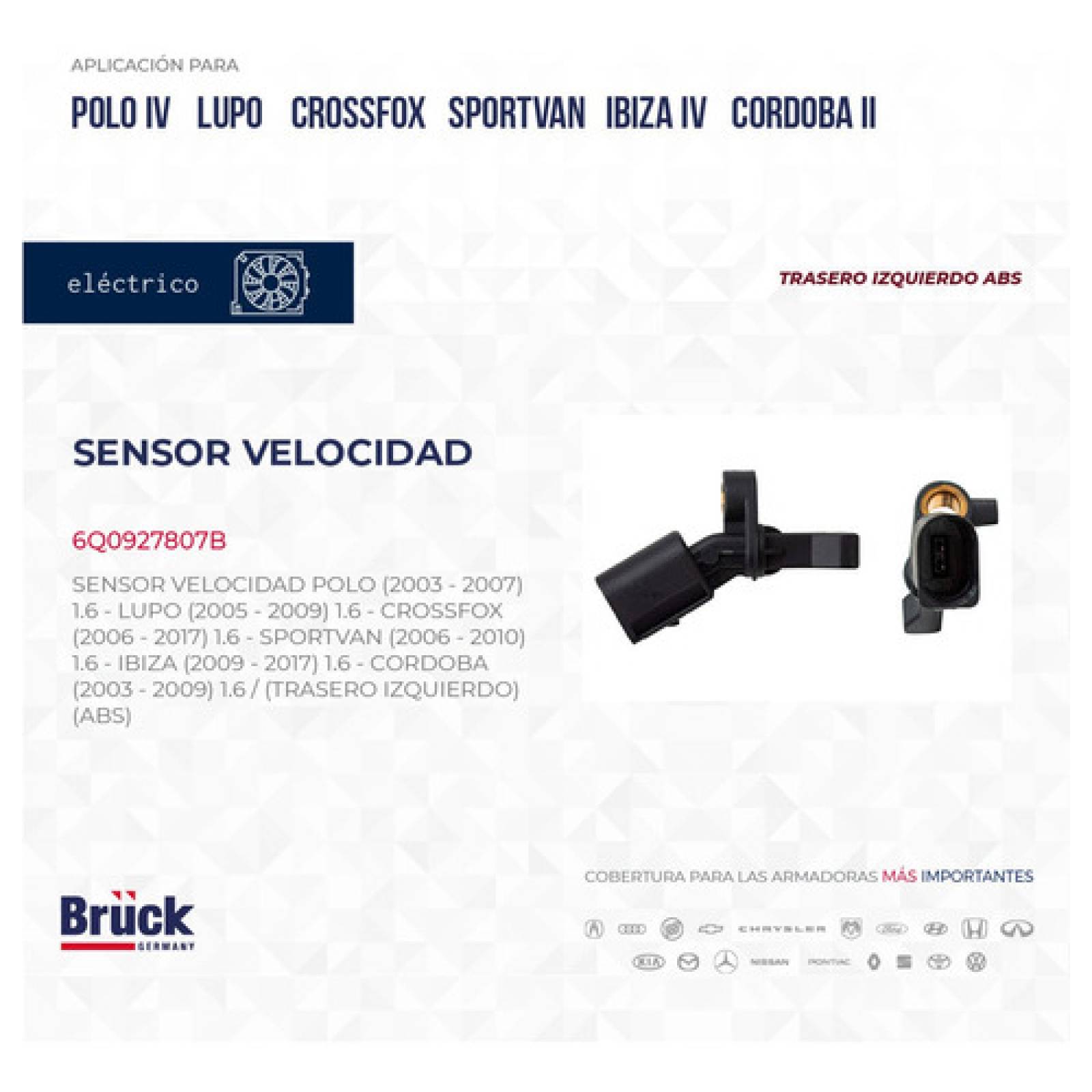 Sensor Velocidad Polo 03 - 12 Lupo 04 - 09 Ibiza Trasero Izq