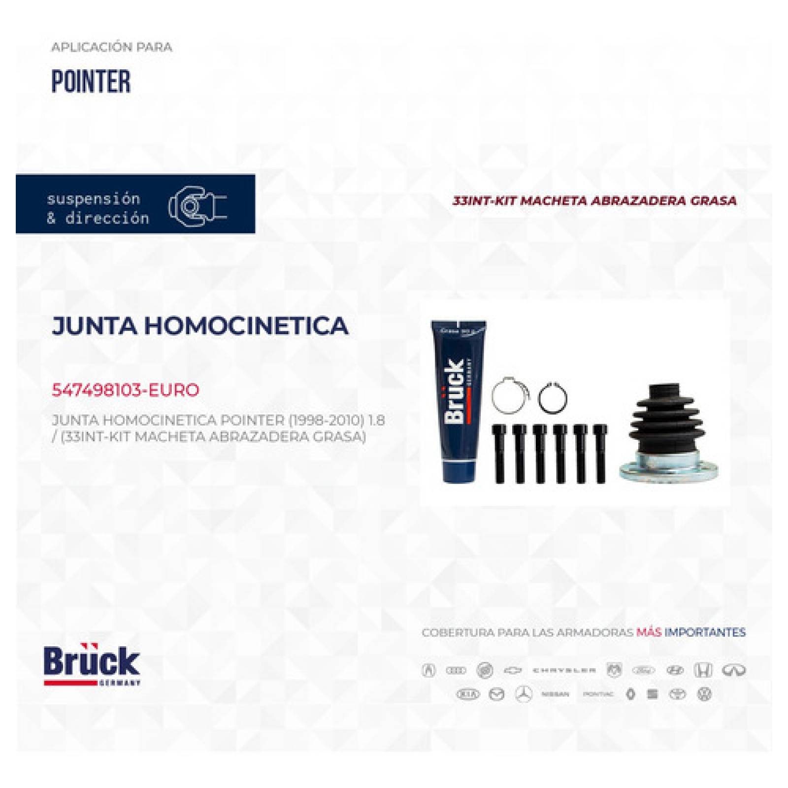 Espiga Balero Homocinetico Pointer 98-08 1.8 Lts, 33 Dientes, Lado Caja, Con Macheta Y Grasa, Euroespaña