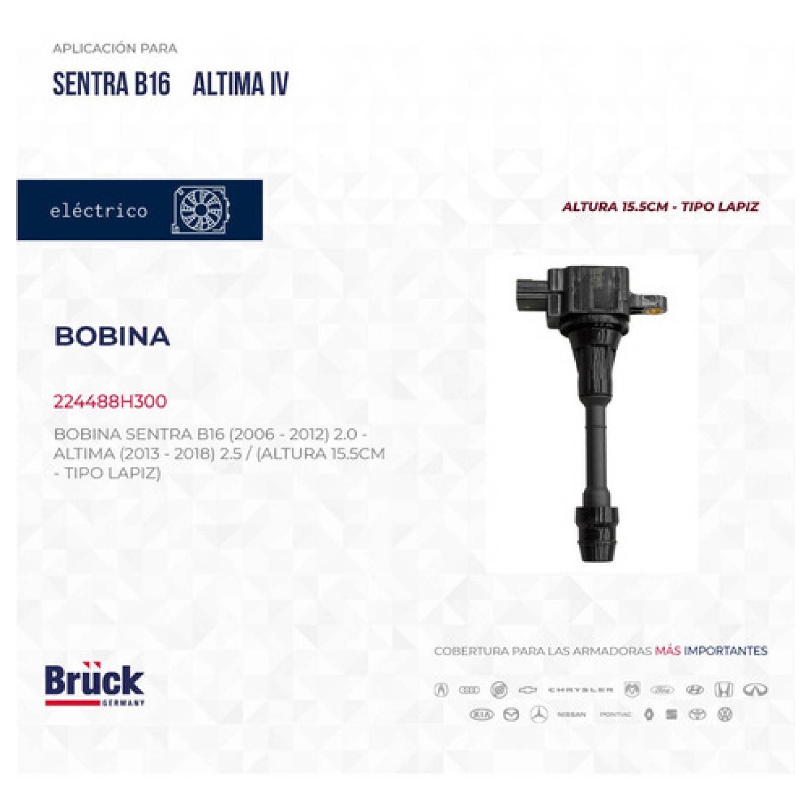 Bobina Encendido Sentra B16 06-10 Altima 2003 2.5 Lt T/lapiz