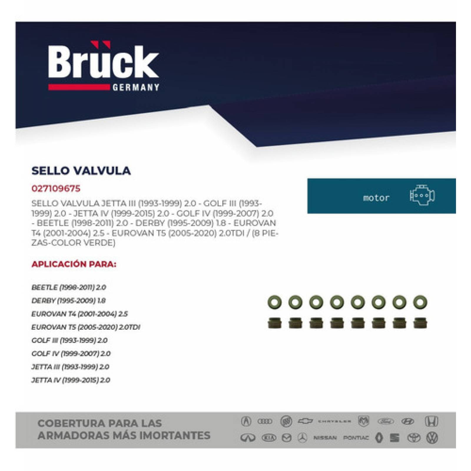 Sello Valvula Jetta Golf A3 1993 - 1999 2.0 Lt Verde 8 Pzs