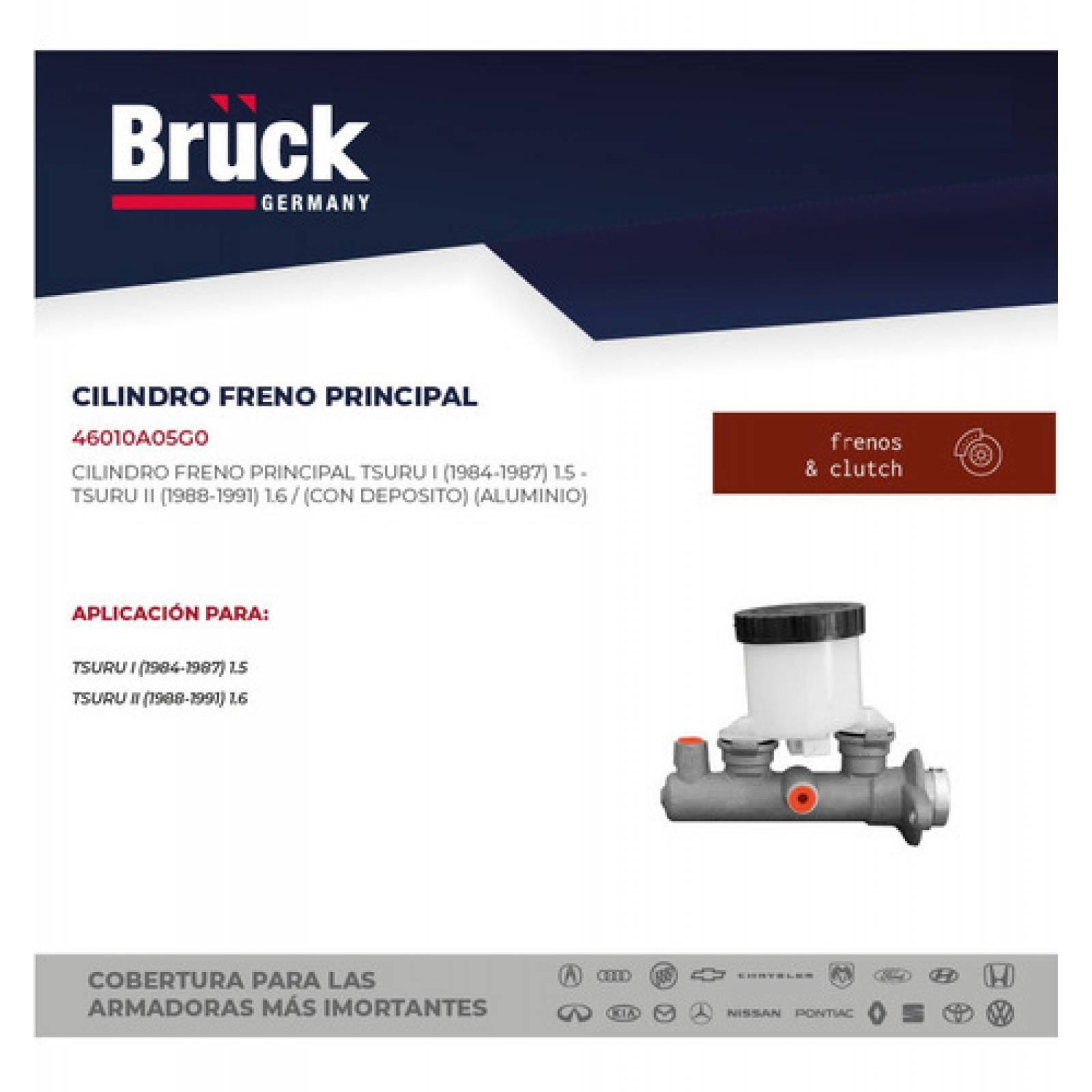 Bomba Freno Tsuru I 1 Y Ii 2 Cilindro Maestro 3/4 Doble