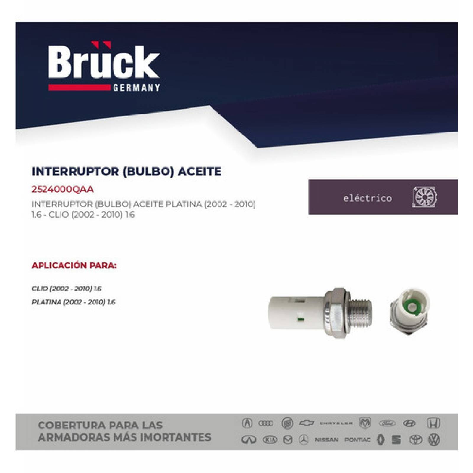 Bulbo Aceite Nissan Platina 2002-2008 1.6 Lts, Renault Clio 2002-2007- 1.6 Lts,  Euroespaña