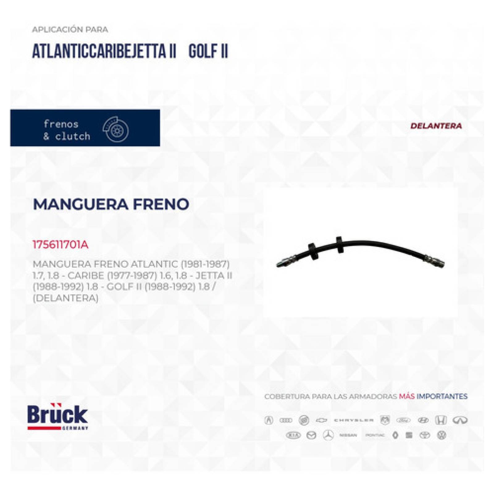 Manguera Freno Golf Jetta A2 Cbe Atlan 87-92 Delantera D / I