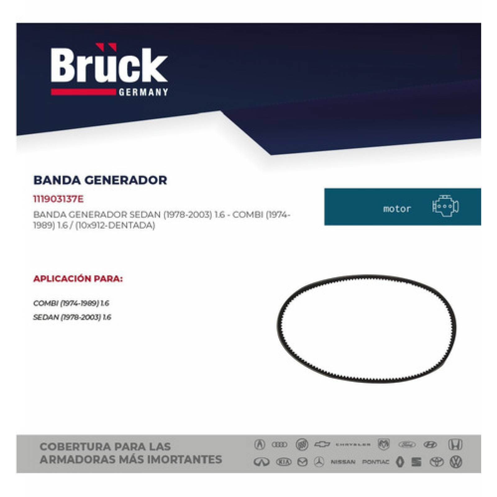 Banda Generador Volkswagen Vocho Sedan1600