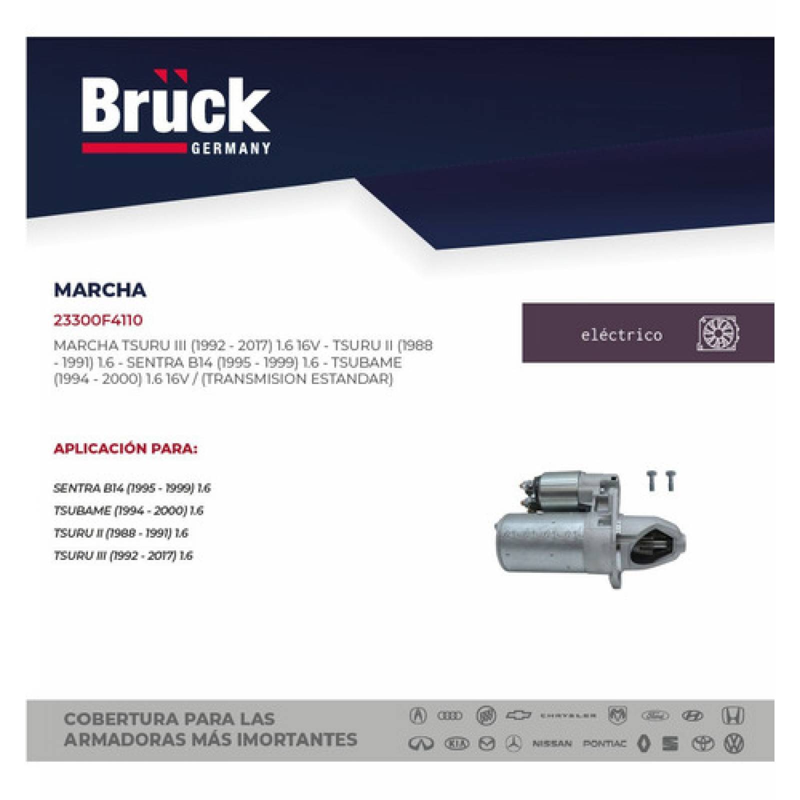 Marcha Motor De Arranque Tsuru Ii Iii 2 Y 3 Sentra (16 Val)