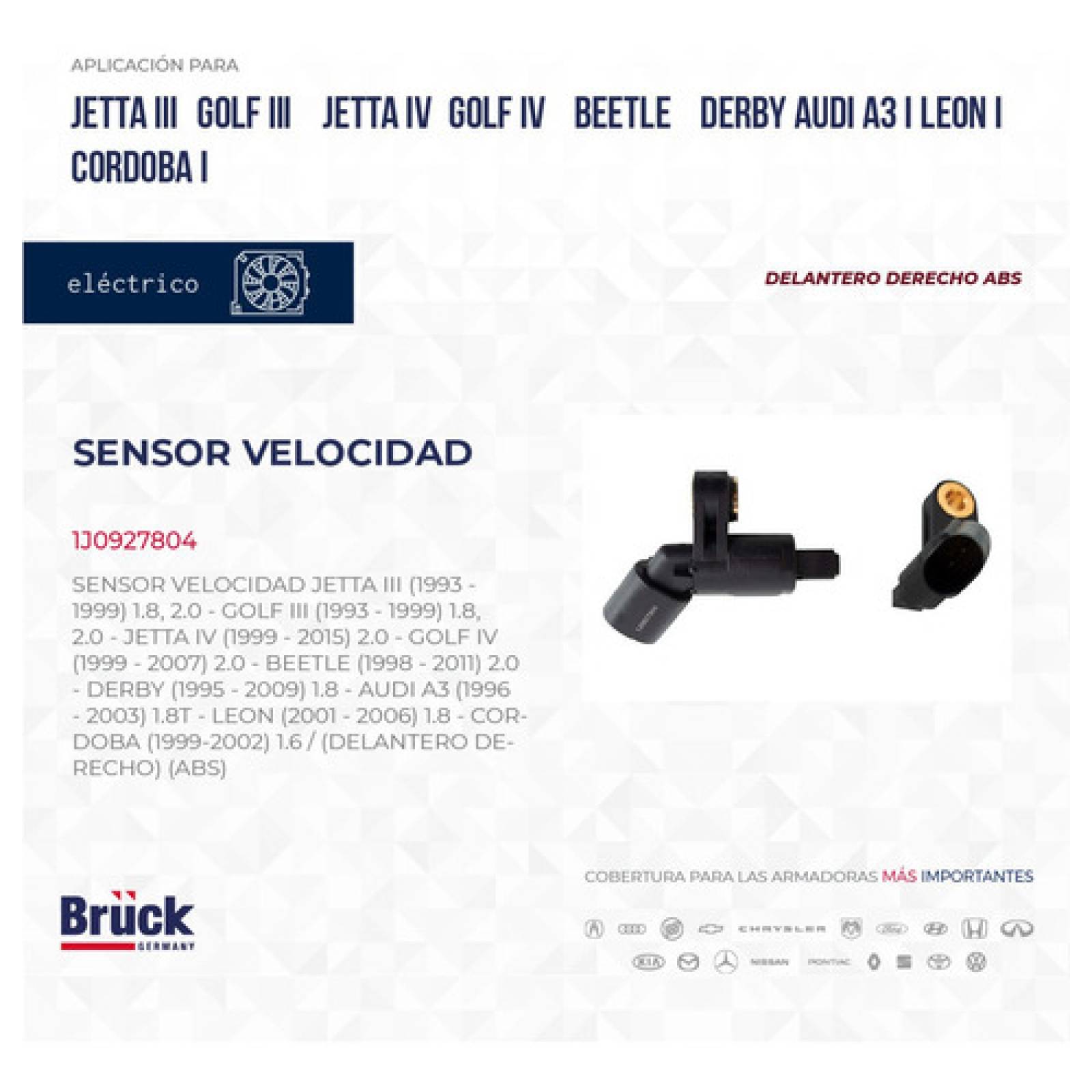 Sensor Velocidad Golf Jetta A4 99-15 A3 93-99 Clas Del Der