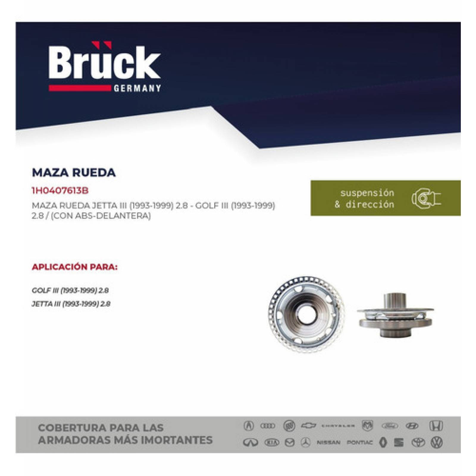 Maza Rueda Delantera Golf Jetta Vr6 A3 Con Frenos Abs Bruck