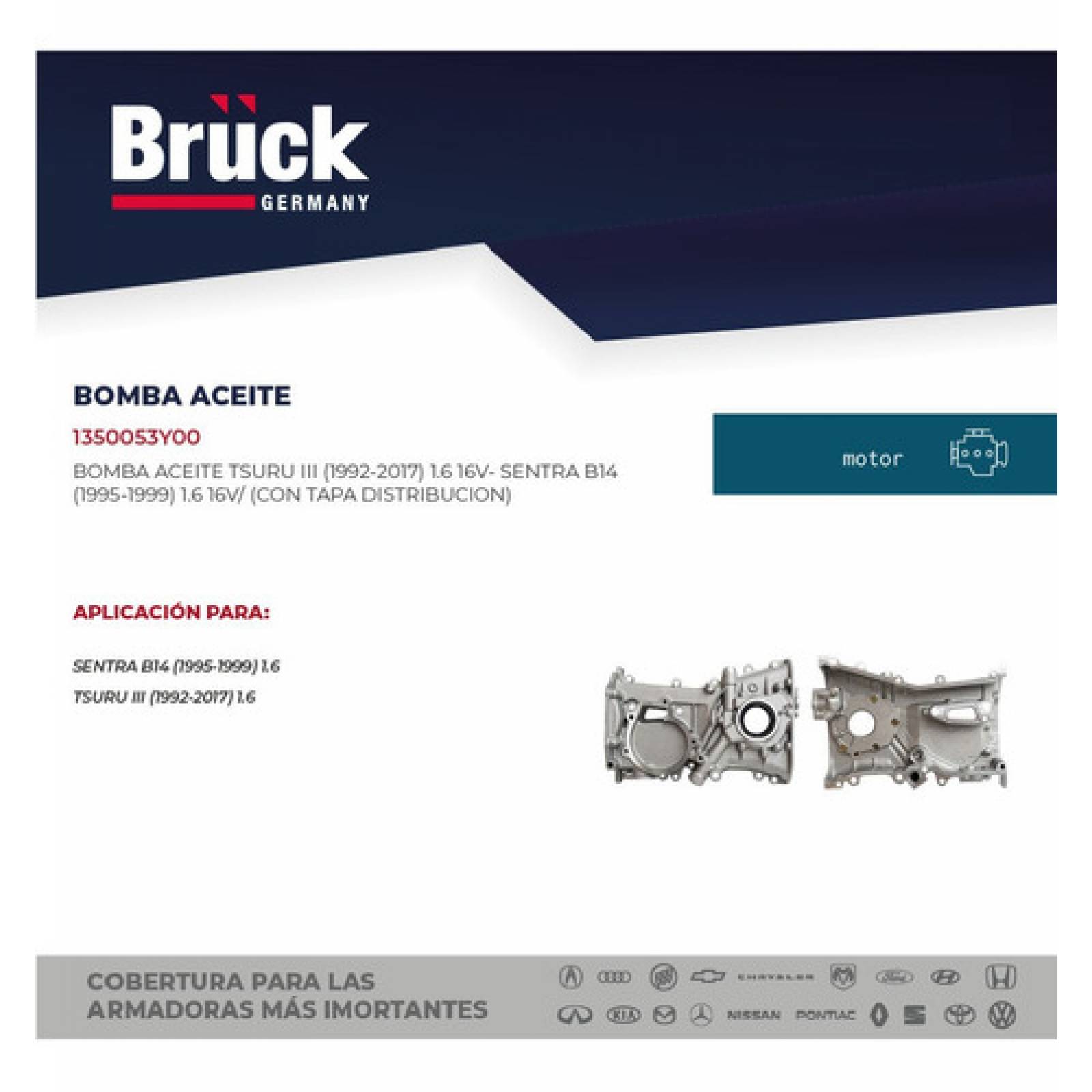 Bomba Aceite Nissan Tsuru 3 Iii 16 Val Con Tapa Distribucion