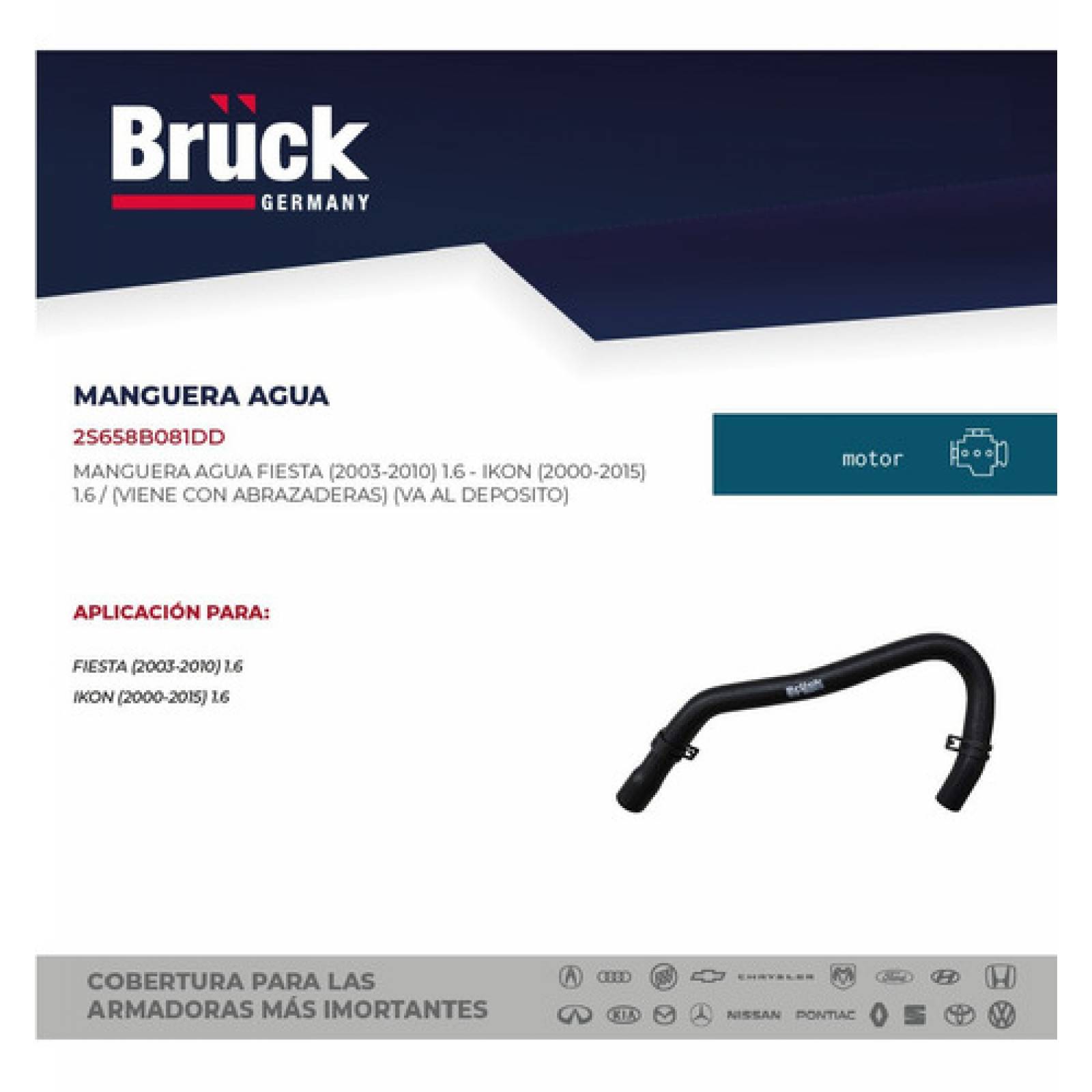 Manguera Agua Ford Fiesta 2001 2002 Ikon 2003 - 2011