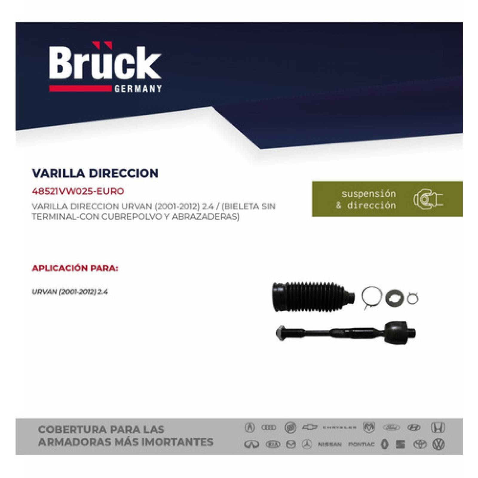 Bieleta Varilla Direccion Nissan Urvan 2002 - 2012 Con Cubrepolvo Y Abrazaderas, Sin Terminal Euroespaña