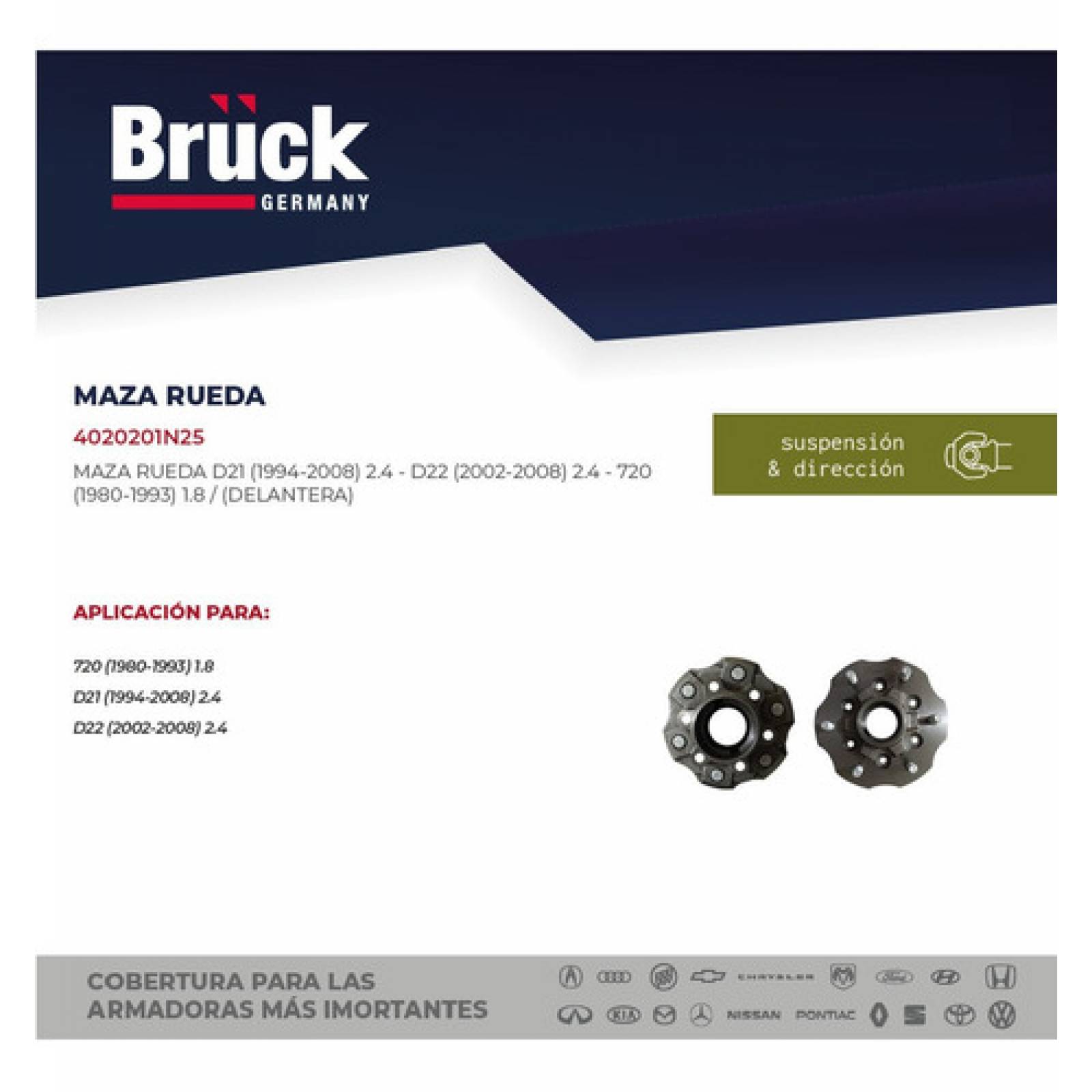 Maza Rueda Delantera Nissan Pick Up  D21 D22 720 2.4 Lts