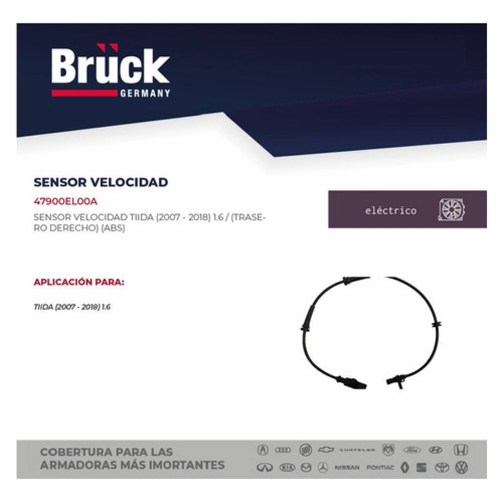 Sensor Velocidad Tiida 08-17 Tras Copiloto Derecho Abs Bruck