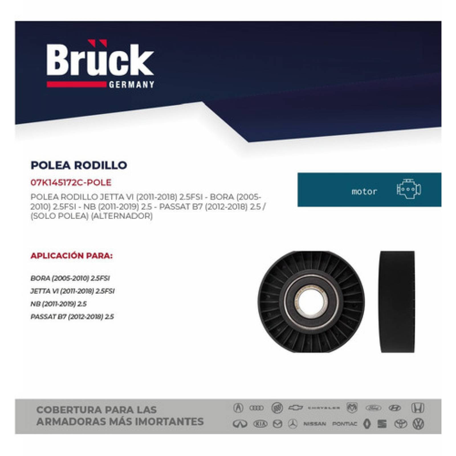 Polea Alternador Jetta A6 Bora Golf New Beetle 06-16 2.5 Lts