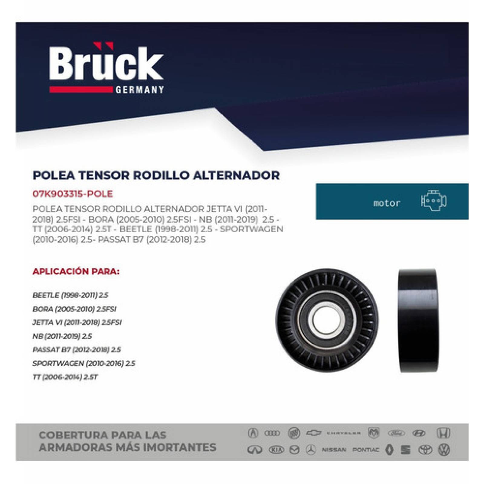 Polea Tensora Alternador Vw Bora 05 06 07 08 09 10 2.5 Lts