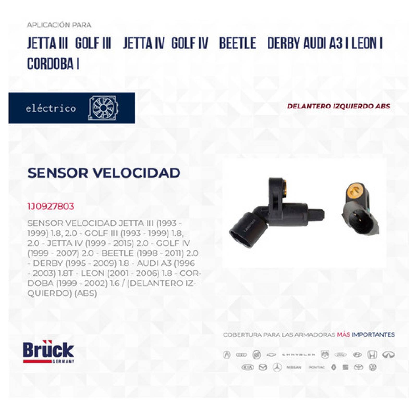 Sensor Velocidad Golf Jetta A4 99-15 A3 93-99 Clas Delan Izq