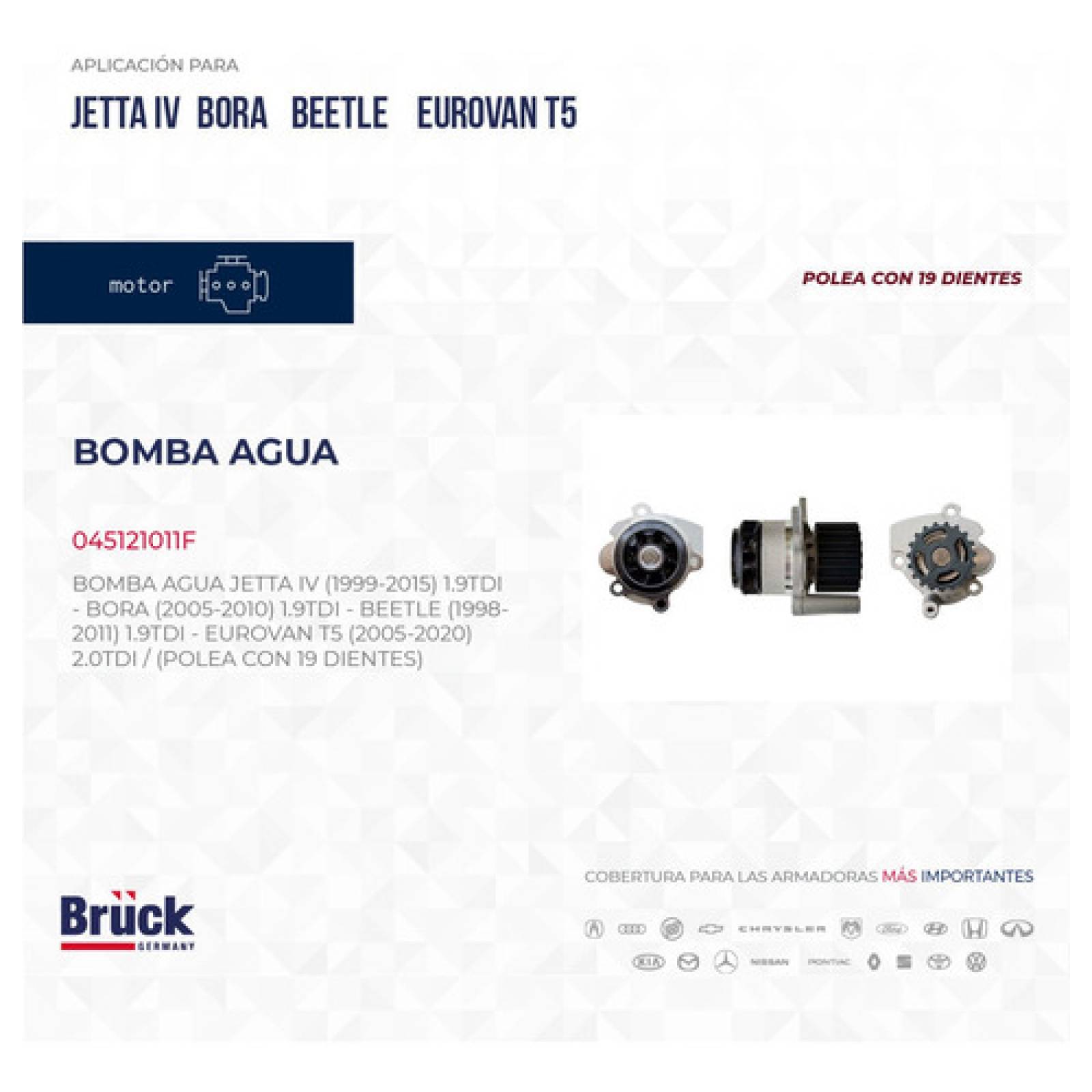 Bomba Agua Bora Eurovan 05 - 18 1.9 Tdi Diesel C/ Junta