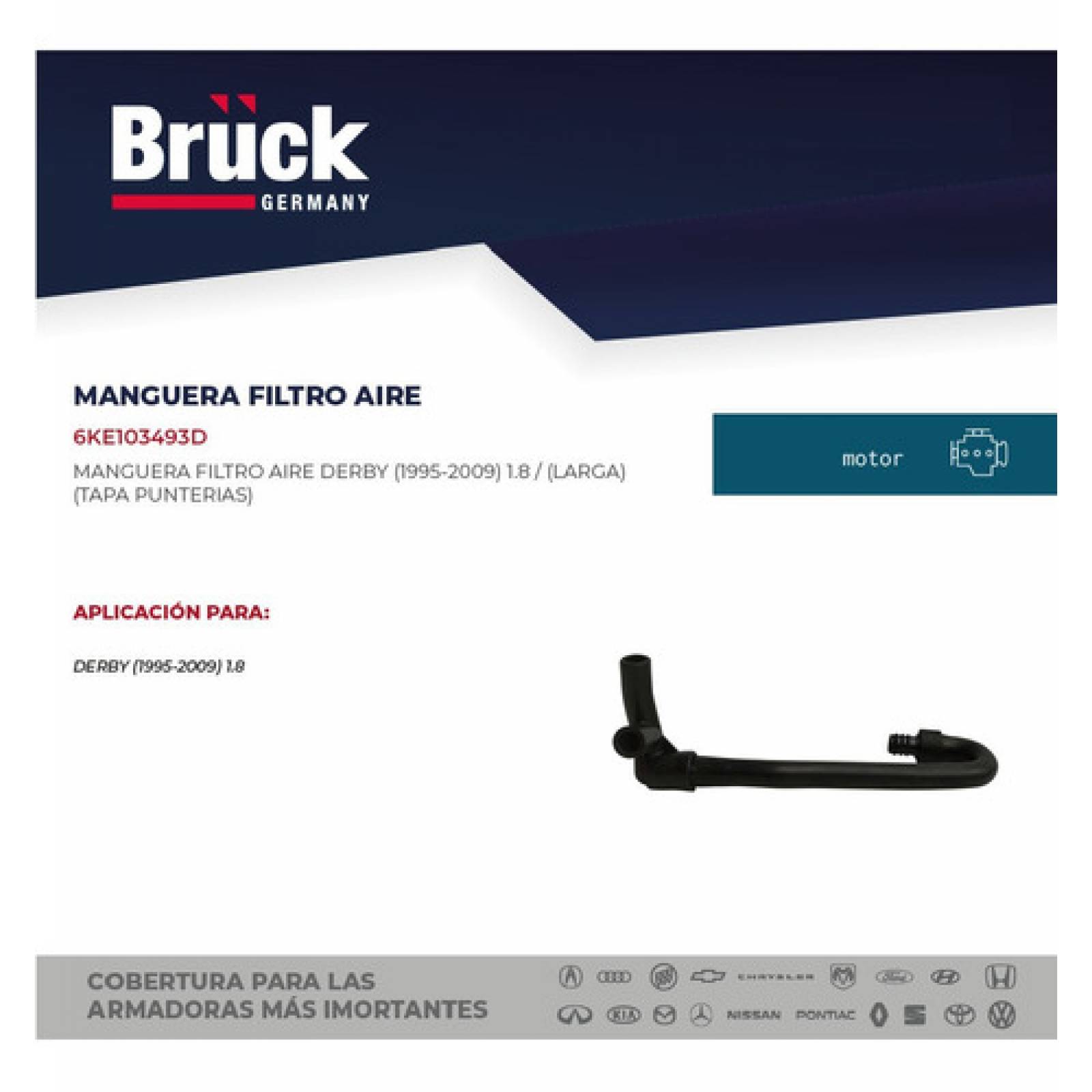 Manguera Filtro De Aire Derby 01-05 1.8 Lts Larga  Bruck 