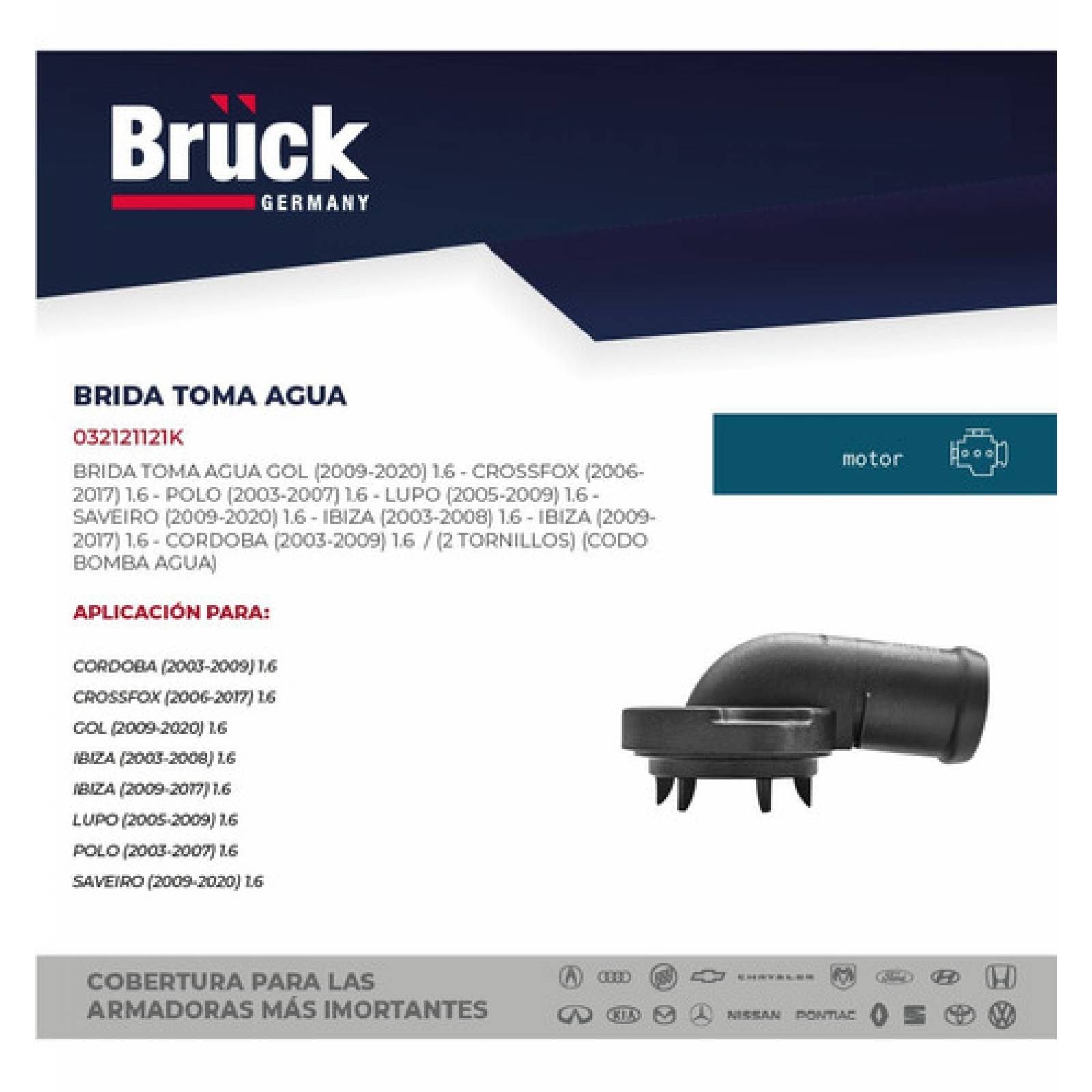 Codo Bomba Agua Vw Gol 2013 1.6 8v 032121121k