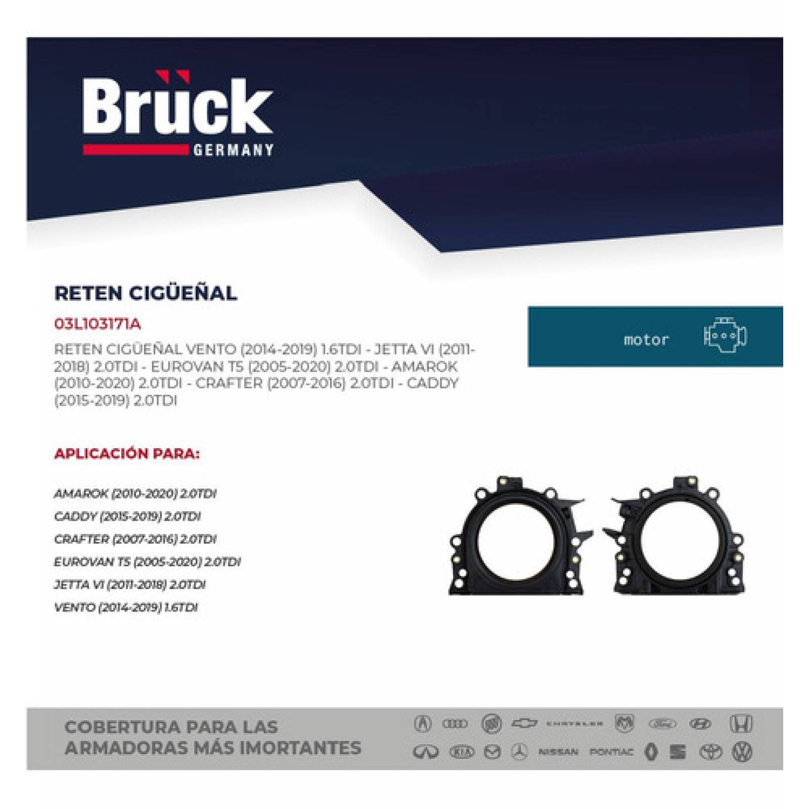 Reten Cigüeñal Jetta A6 11-14 Vento 13-15 1.6 Lt Eurovan Tdi