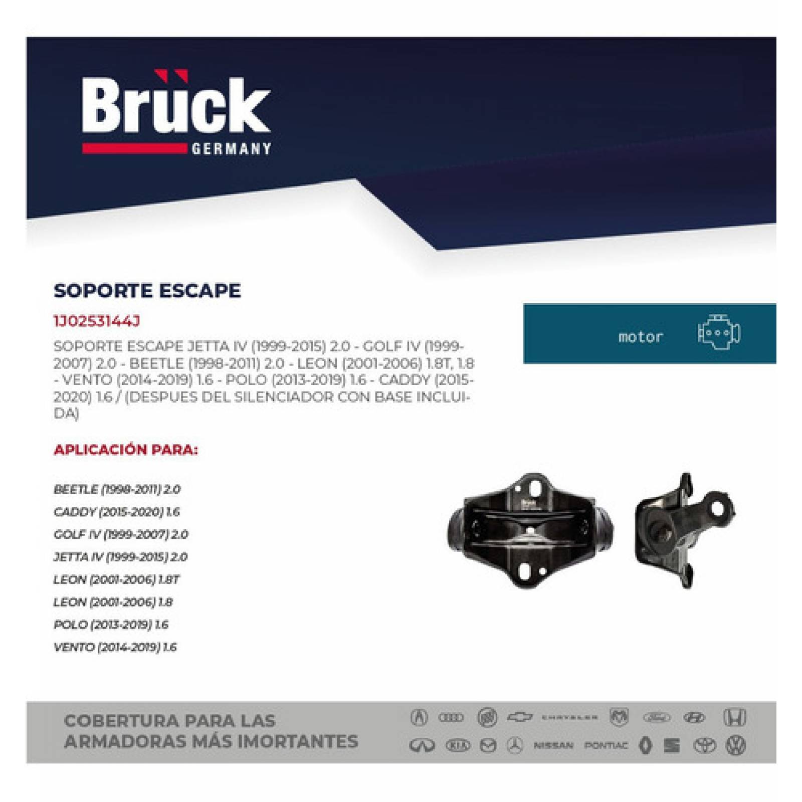Soporte Escape Jetta A4 Beetle 98-10 Vento Polo 16-20 C/base