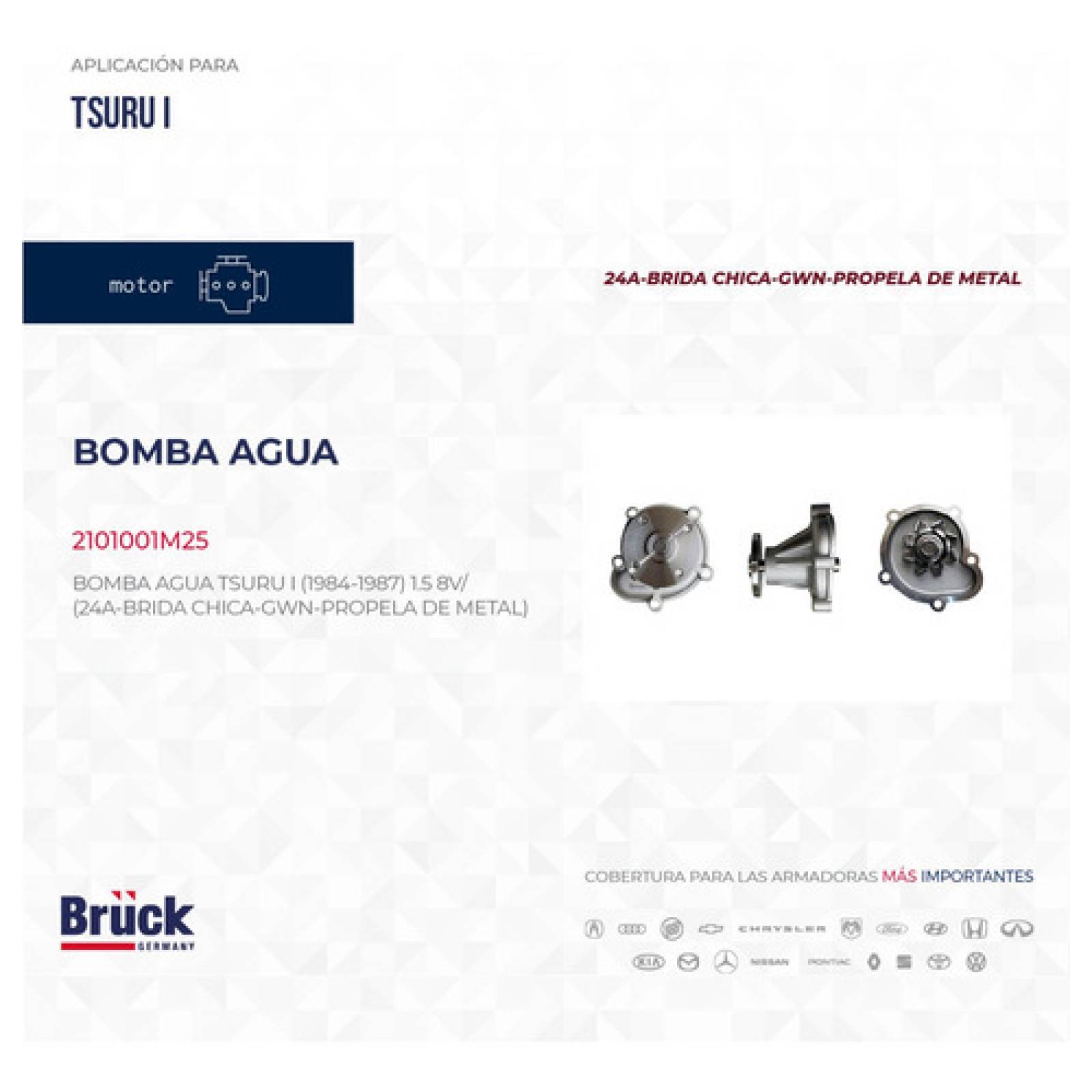 Bomba Agua Tsuru 1 I 84 85 86 87 Brida Chica Propela Metal