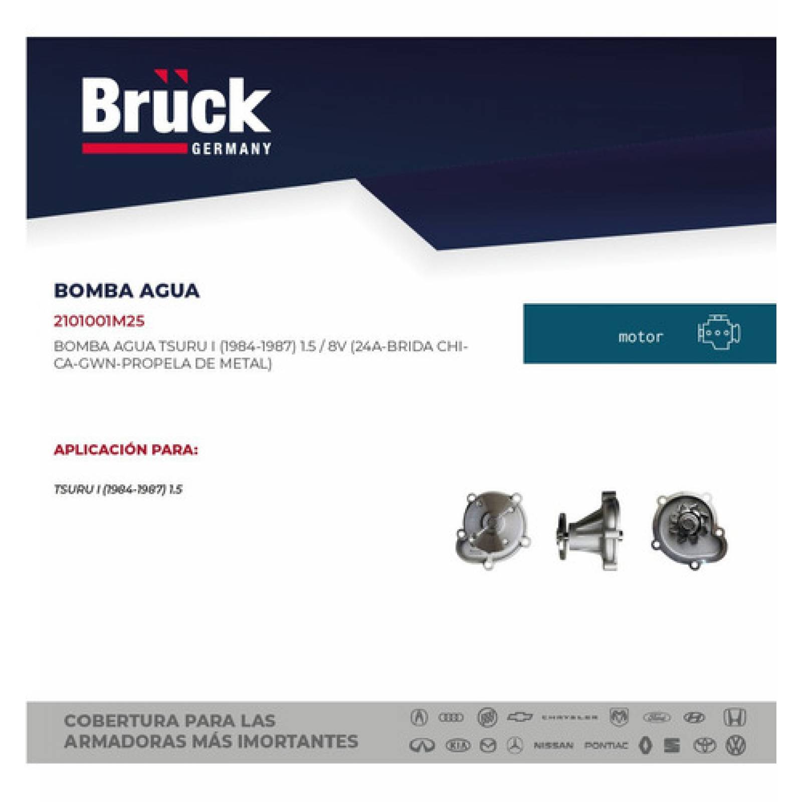 Bomba Agua Tsuru 1 I 84 85 86 87 Brida Chica Propela Metal