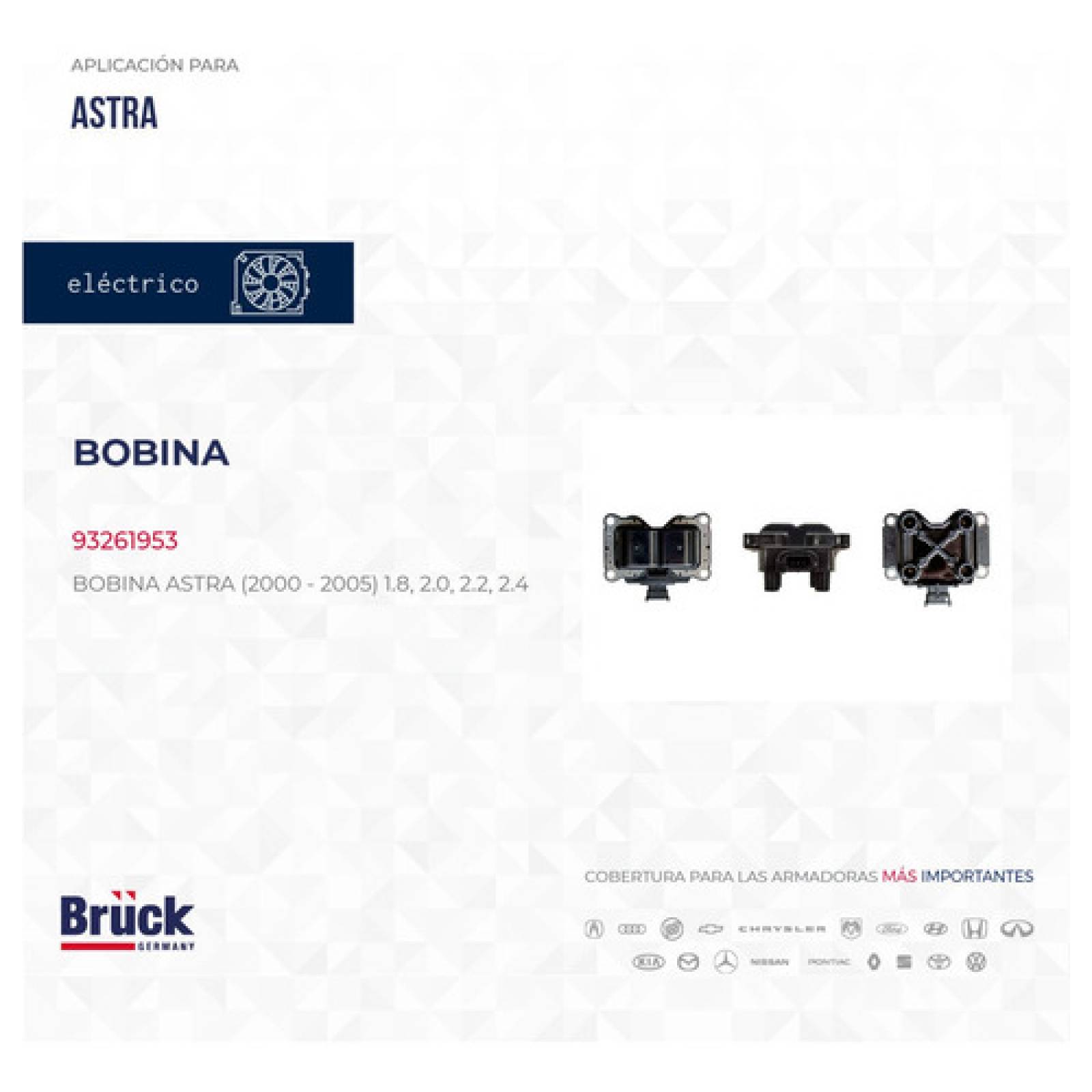 Bobina Encendido Astra 2004 1.8, 2.0, Y 2.4 Lts 93261953